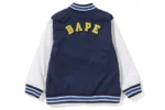 APE HEAD B PATCH VARSITY JACKET KIDS-NAVY