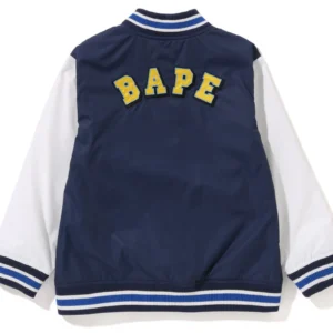 APE HEAD B PATCH VARSITY JACKET KIDS-NAVY