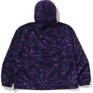 BAPE MARBLING CAMO BATHING APE LOGO NYLON HOODED JACKET MENS-PURPLE