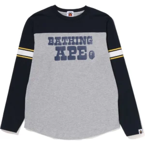 A BATHING APE FOOTBALL L/S TEE KIDS-GRAY