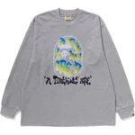 BAPE GRADIENT APE HEAD OVERSIZED L/S TEE MENS-GRAY