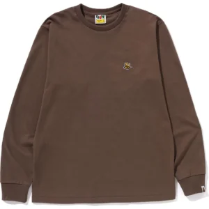 BAPE BEE ONE POINT L/S TEE MENS-BROWN