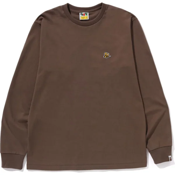 BAPE BEE ONE POINT L/S TEE MENS-BROWN