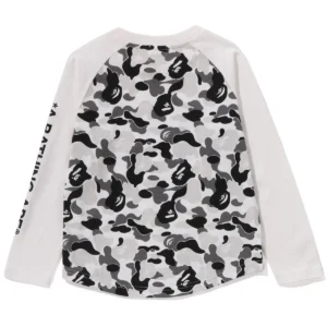 BAPE ABC CAMO L/S TEE KIDS-WHITE