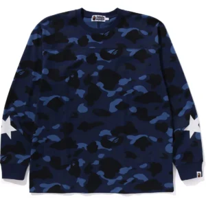 BAPE COLOR CAMO L/S TEE RELAXED FIT MENS-NAVE