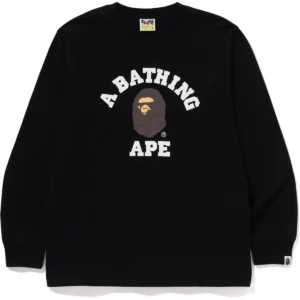 BAPE COLLEGE LS TEE MENS-BLACK