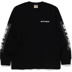 BAPE LUX SPORT PATTERN LOGO LS TEE MENS-BLACK