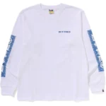 BAPE LUX SPORT PATTERN LOGO LS TEE MENS-WHITE