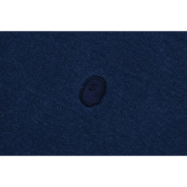 BAPE LOGO RIBBING INDIGO PULLOVER HOODIE MENS-NAVE