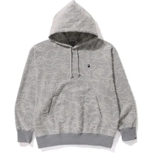 BAPE NEON CAMO JACQUARD RELAXED FIT PULLOVER HOODIE MENS-GRAY