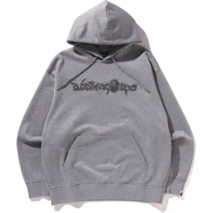 BAPE CLOTHING METALLIC YARN PULLOVER HOODIE MENS-GREY