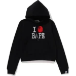 I LOVE BAPE PULLOVER HOODIE LADIES-BLACK