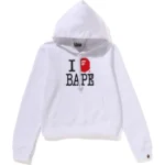 I LOVE BAPE PULLOVER HOODIE LADIES-WHITE