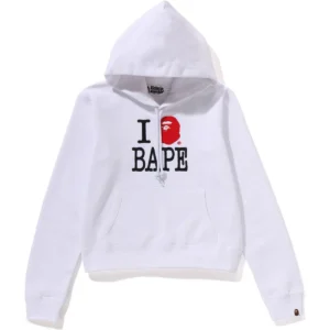 I LOVE BAPE PULLOVER HOODIE LADIES-WHITE