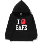 BAPE CLOTHING I LOVE BAPE PULLOVER HOODIE KIDS-BLACK