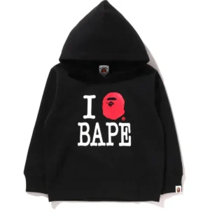 BAPE CLOTHING I LOVE BAPE PULLOVER HOODIE KIDS-BLACK