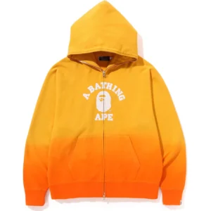 BAPE OLLEGE GRADATION RELAXED FIT FULL ZIP HOODIE MENS-ORANGE