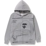 BAPE CLOTHING OVER PRINTED ZIP HOODIE KIDS-GREY