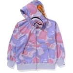 BAPE LIQUID CAMO SHARK RELAXED FIT FULL ZIP HOODIE MENS-PURPLE