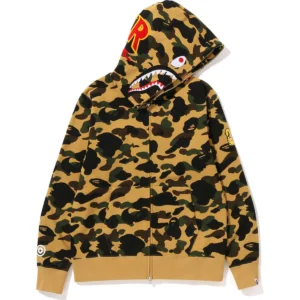 BAPE 1ST CAMO 2ND SHARK FULL ZIP HOODIE MENS-YELLOW