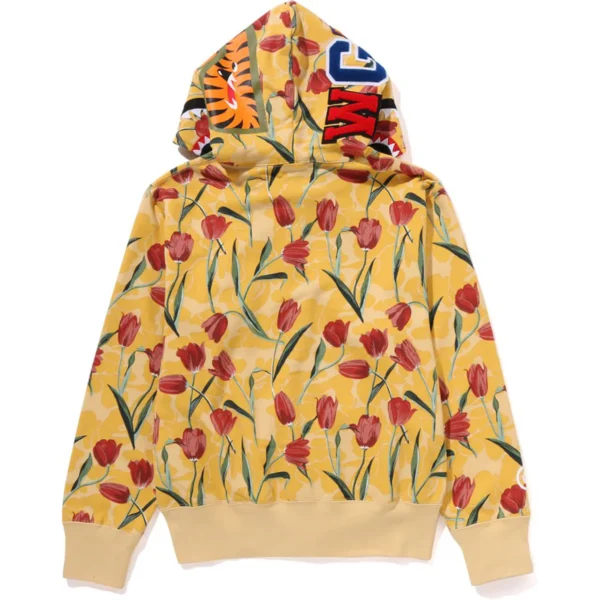 TULIP CAMO SHARK FULL ZIP HOODIE LADIES-YELLOW