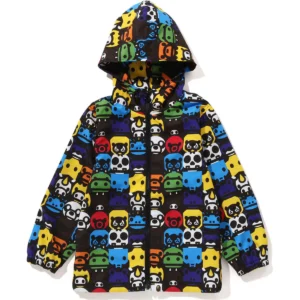 BAPE MILO SAFARI BLOCK HOODIE JACKET KIDS-MULTI