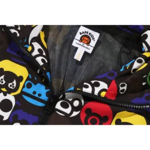 BAPE MILO SAFARI BLOCK HOODIE JACKET KIDS-MULTI