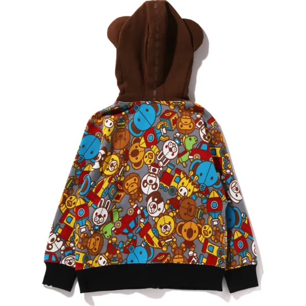 BAPE BABY MILO TOY BOX ZIP HOODIE KIDS-BROWN