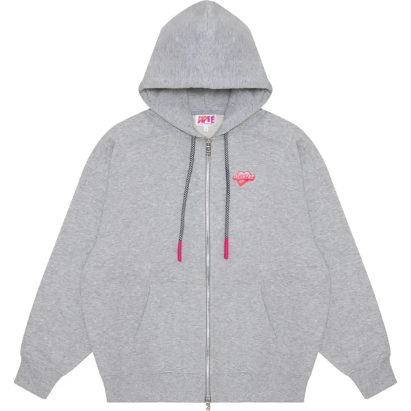 BAPE CLOTHING APEE HOODIE OVERSIZED JACKET LADIES-GREY