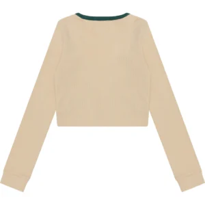 BAPE APEE RIBBED TOP WITH COLOR MIXED COLLAR LADIES-BEIGE