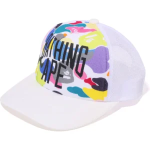 BAPE MULTI CAMO NYC LOGO MESH CAP MENS-WHITE