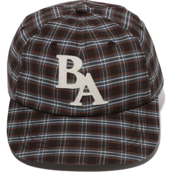 BAPE CHECK APPLIQUE PANEL CAP LADIES-BROWN