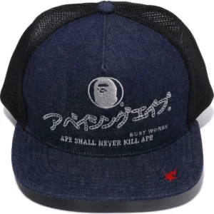 BAPE DENIM MESH CAP MENS-NAVY