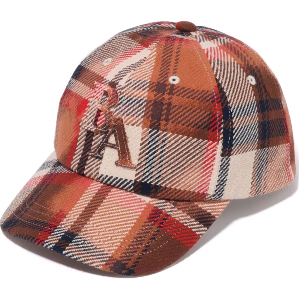 BAPE BLEACHED BAPE CHECK PANEL CAP MENS-RED