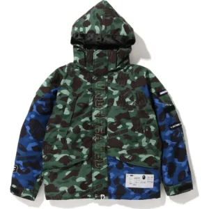 BAPE X UNDEFEATED COLOR CAMO SNOWBOARD DOWN JACKET MENS-GREEN