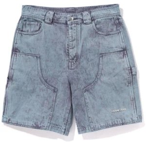 BAPE ACID WASH WORK SHORTS MENS-LIGHT INDIGO