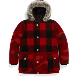 BAPE X WOOLRICH ARCTIC PARKA MENS-RED