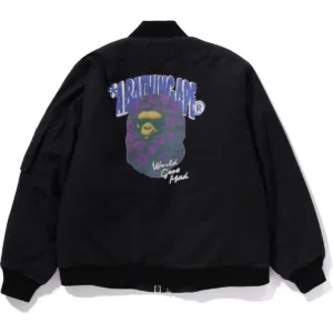 BAPE GRAFFITI BOMBER JACKET RELAXED FIT MENS-BLACK