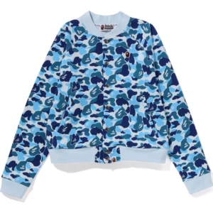 BAPE ABC CAMO SWEAT VARSITY JACKET LADIES-NAVY