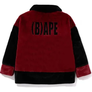 (B)APE FAUX FUR JACKET MENS-RED