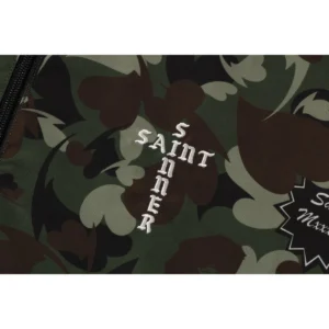 BAPE X SAINT MXXXXXX HEART CAMO TRACK JACKET MENS-Olive Drab