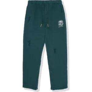 BAPE BLACK DISTRESSED SWEAT PANTS MENS-GREEN