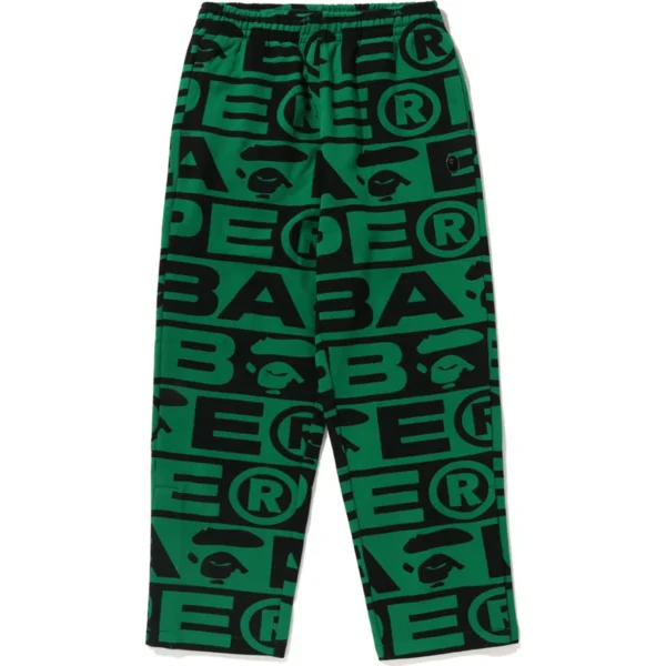 BAPE LUX SPORT PATTERN OVERSIZED SWEAT PANTS MENS-GREEN