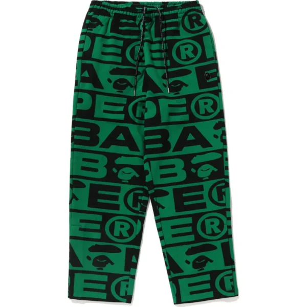 BAPE LUX SPORT PATTERN OVERSIZED SWEAT PANTS MENS-GREEN