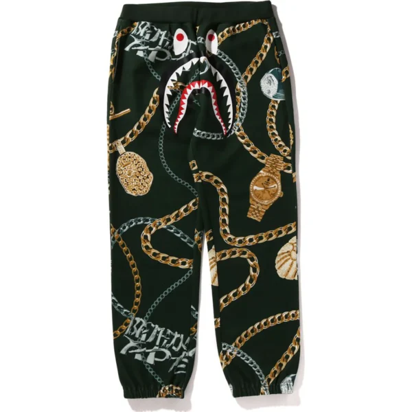 BAPE JEWELS SHARK SWEAT PANTS MENS-GREEN