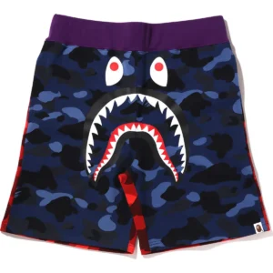 BAPE CRAZY CAMO SHARK SWEAT SHORTS MENS-BLUE