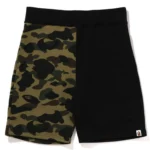 BAPE 1ST CAMO BACK SHARK SWEAT SHORTS MENS-ARMY GREEN