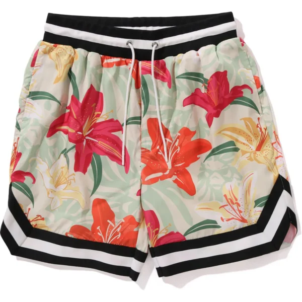 BAPE BLACK FLORAL PRINT SHORTS MENS-MULTI