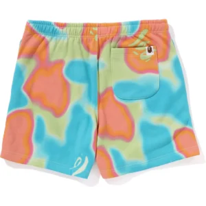 BAPE LIQUID CAMO SWEAT SHORTS LADIES-MULTI