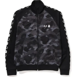 BAPE® x FRED PERRY COLOR CAMO TRACK JACKET-BLACK